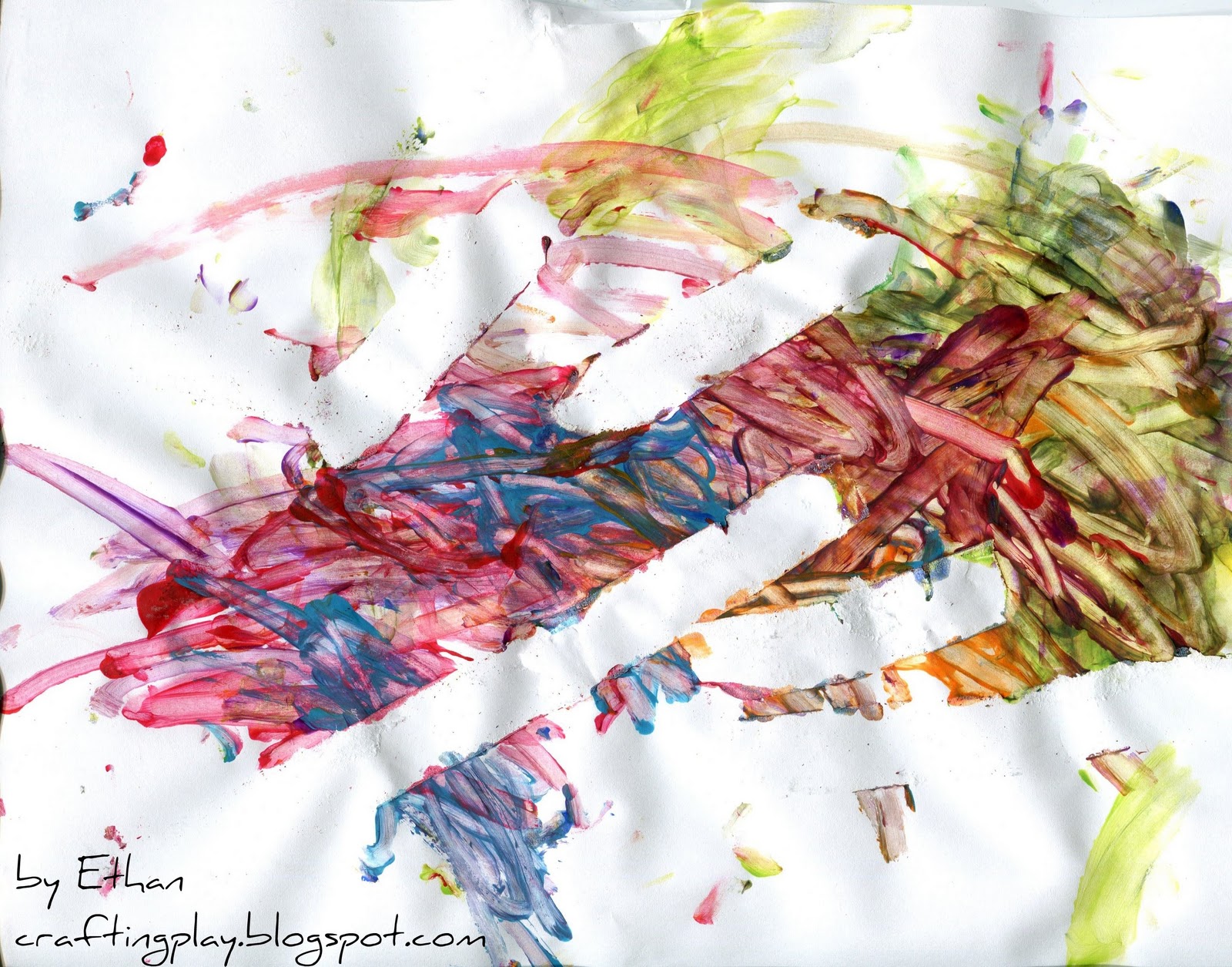 Crafting Play Qtip and Finger Painting Letters on Canvas