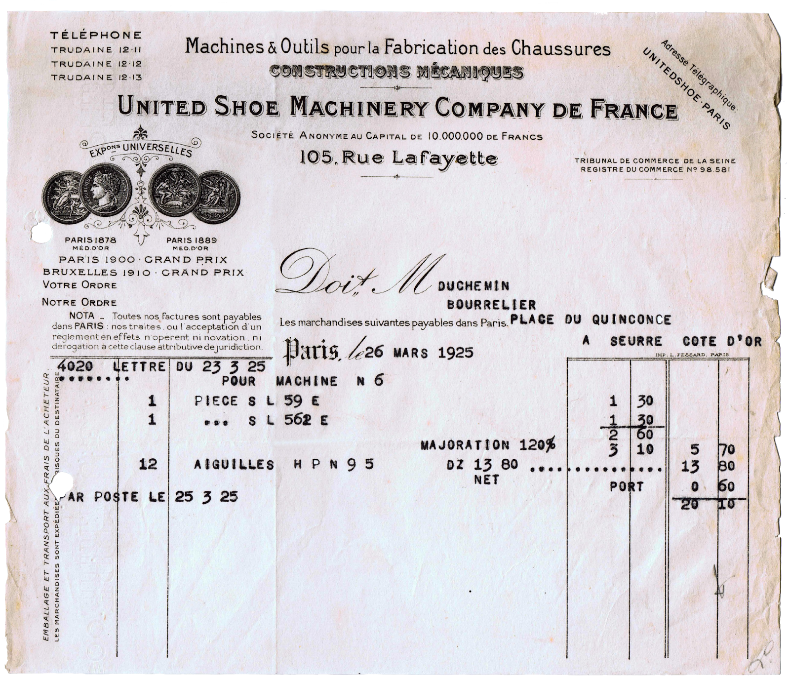 Antique-French-Graphic-Business-Document-Paris-France