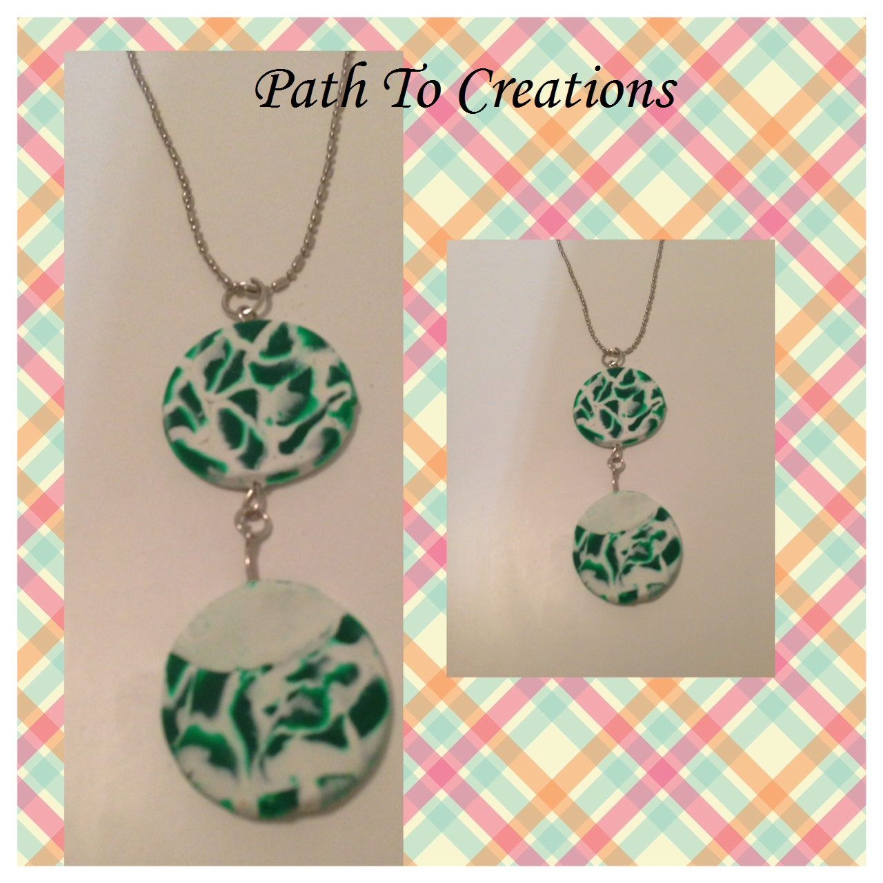 Polymer clay green pendent