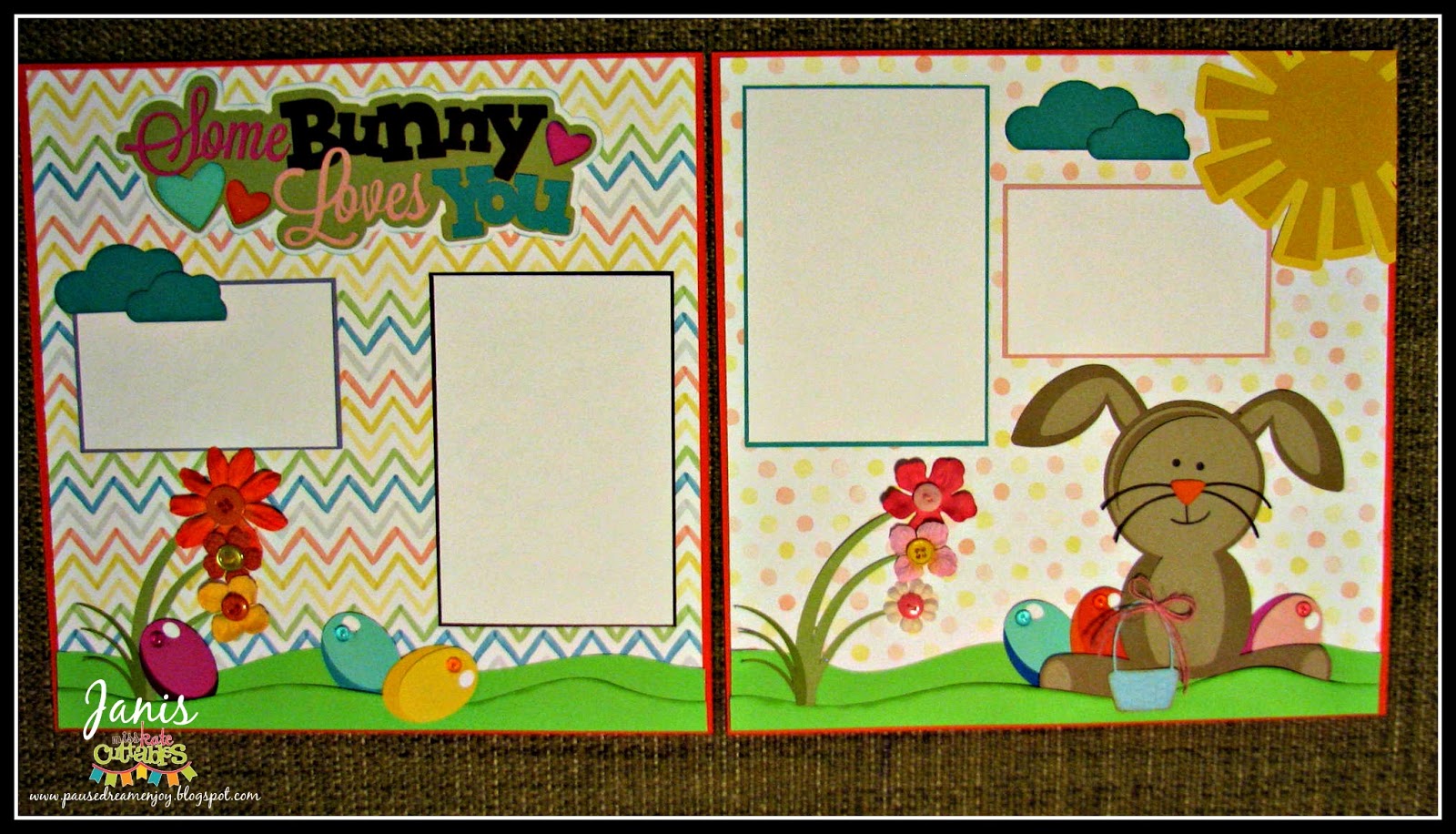 Miss Kate Cuttables Happy Easter Scrapbook Double Layout