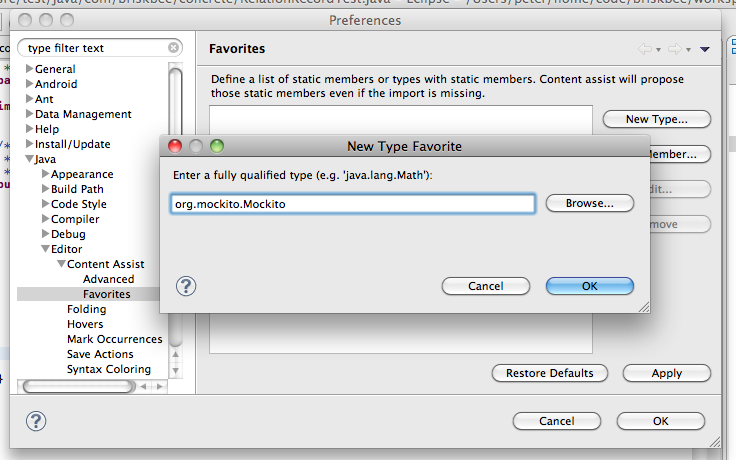 Mockito and press OK.