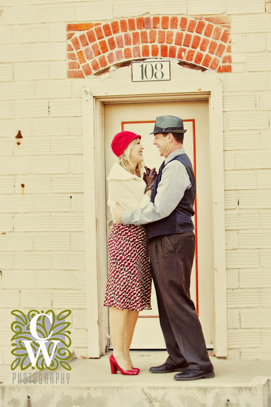 engagement portrait vintage downtown fullerton