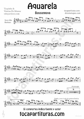 Tubescore Aquarela do Brasil sheet music for Alto Saxophone and Baritone by Toquinho 