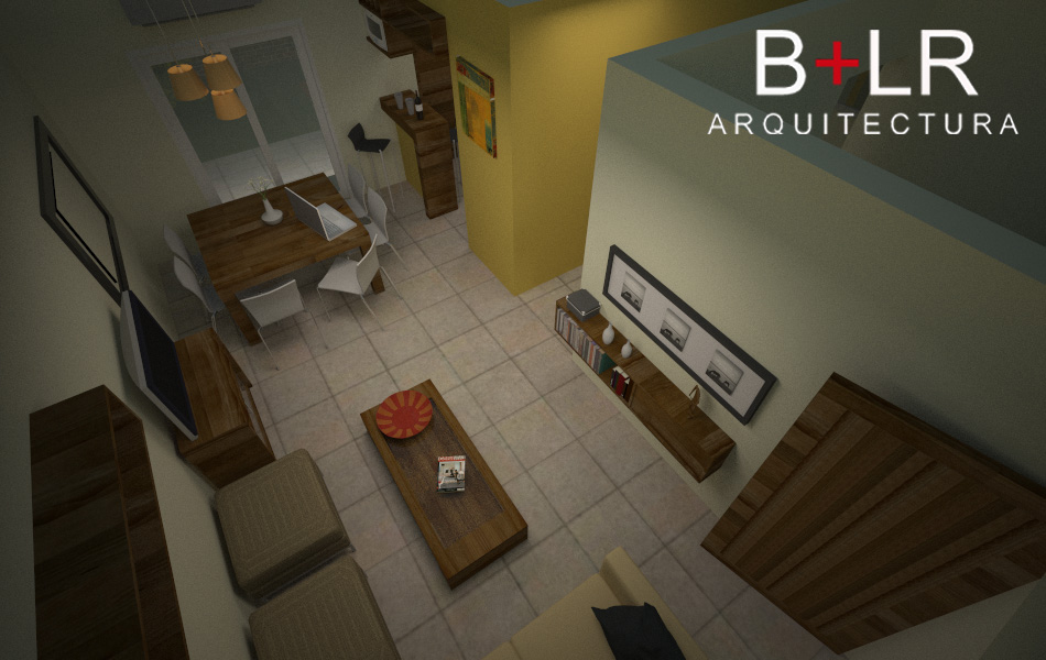 BLR arquitectura: Diseño de interior de estar comedor