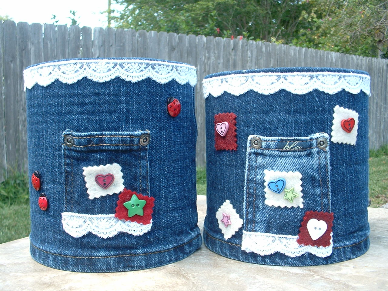 Gone Crafting! COFFEE CANS AND OLD BLUE JEANS