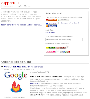 Cara Mengalihkan Feed Blogspot ke Feedburner Gambar Screenshot Feedburner
