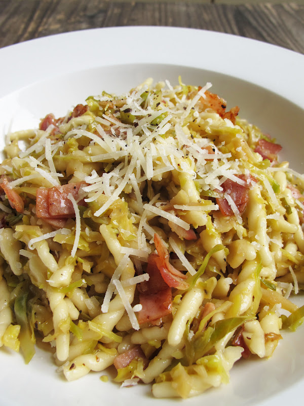 Morsels and Musings brussels sprouts, pancetta & lemon pasta