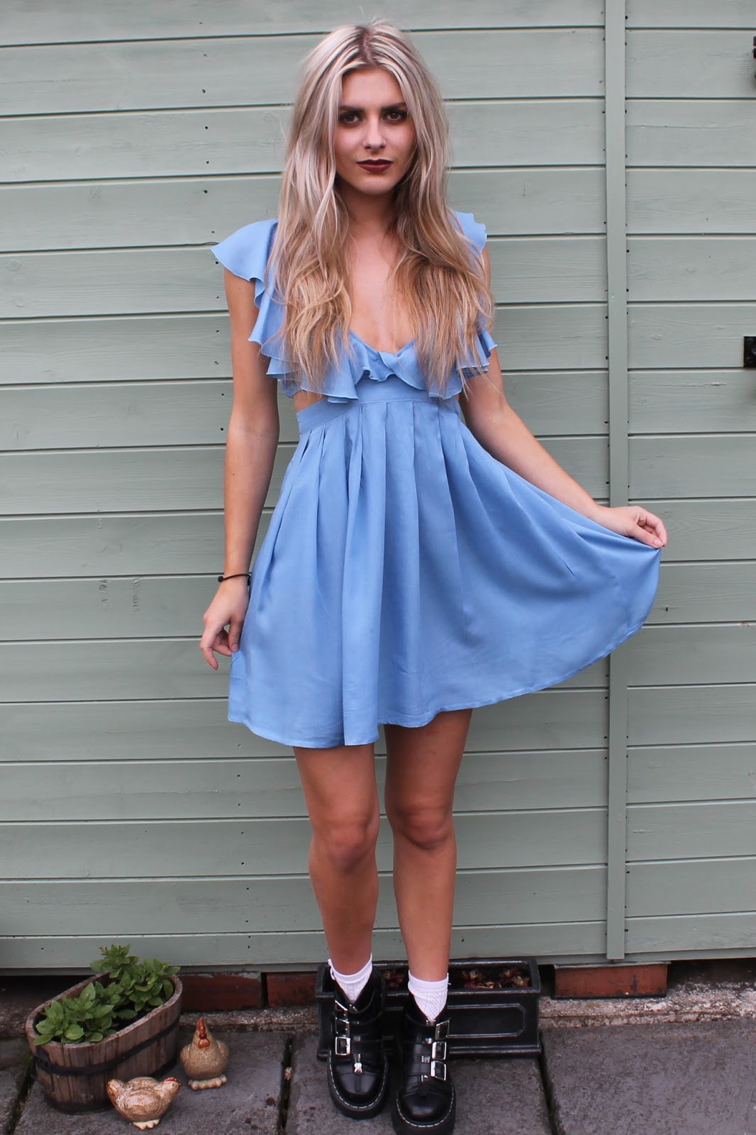 dress with chunky boots