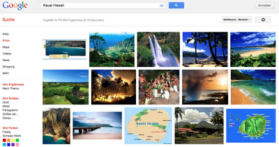 Google Suche nach Bildern zu Hawaii