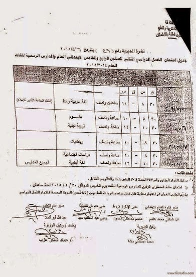 جداول امتحانات قنا كل الفرق اخر العام2015