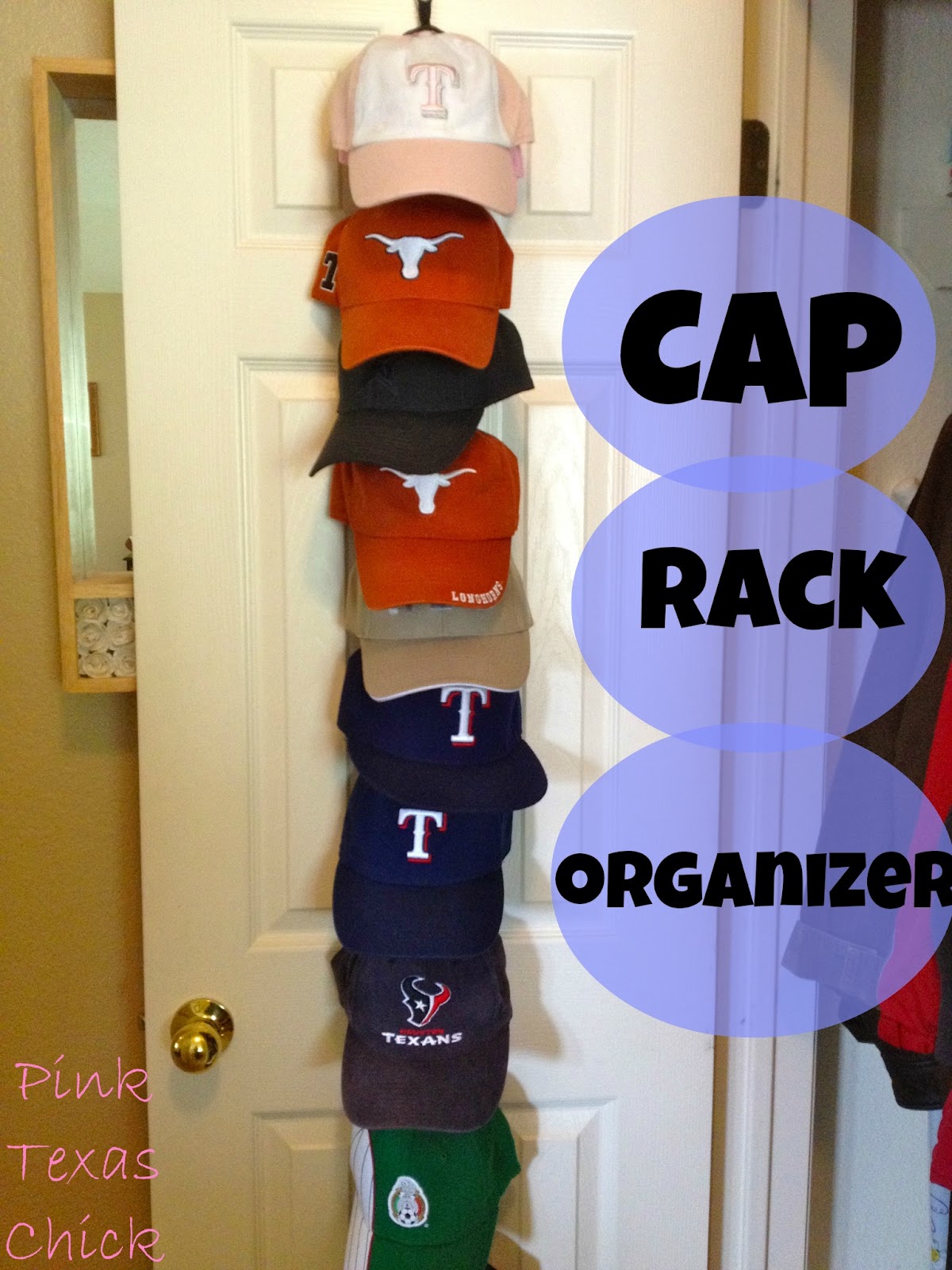 Pink Texas Chick Baseball Cap Rack Organizer