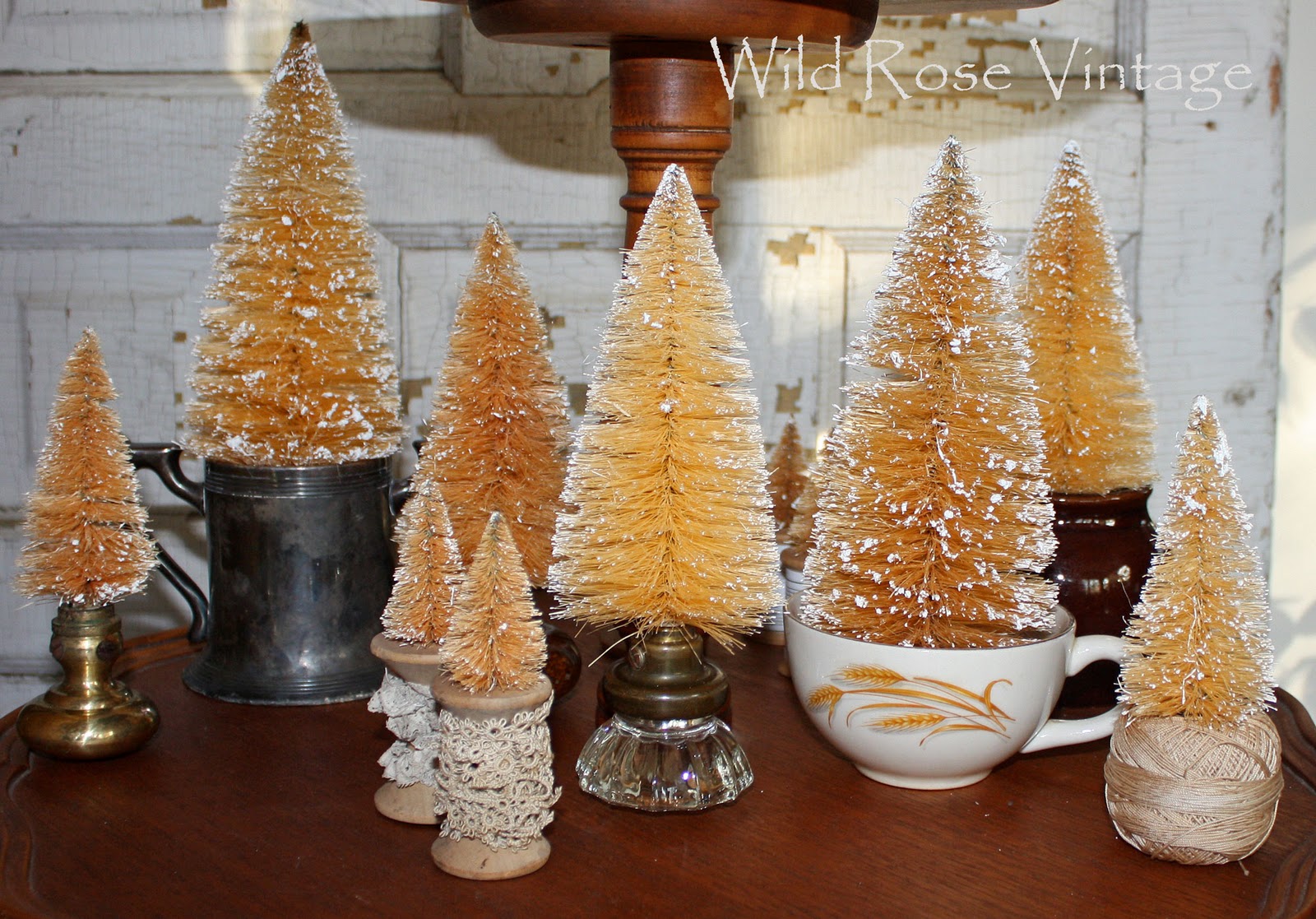 Wild Rose Vintage Bleaching Bottle Brush Trees