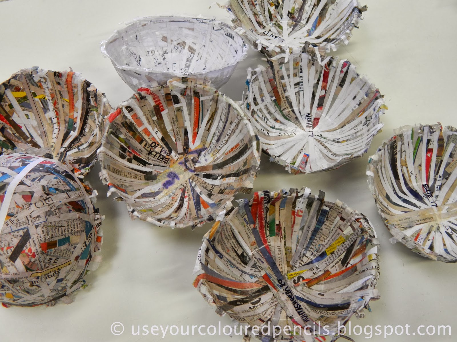 Use Your Coloured Pencils Paper Mache Bowls