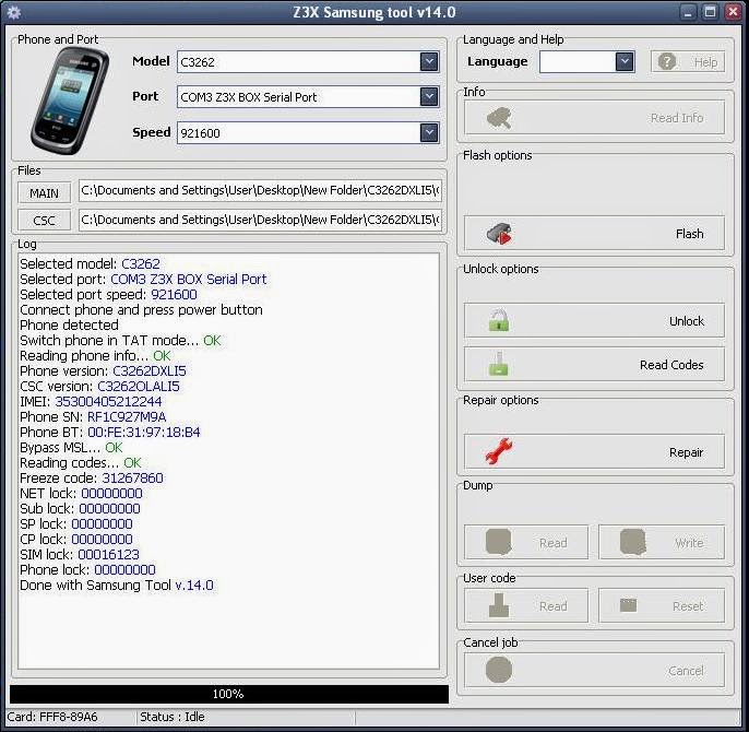 mobilesupportall samsung c3262 unlock with z3x box