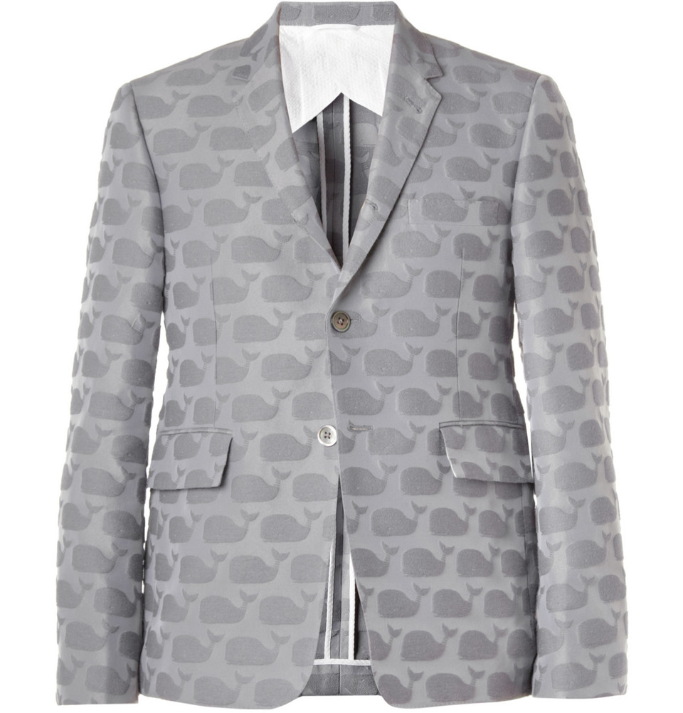 00O00 Menswear Blog Jonathan Ross in Thom Browne WHALE-PATTERNED COTTON-BLEND BLAZER - Jameson Empire Awards 2013 London