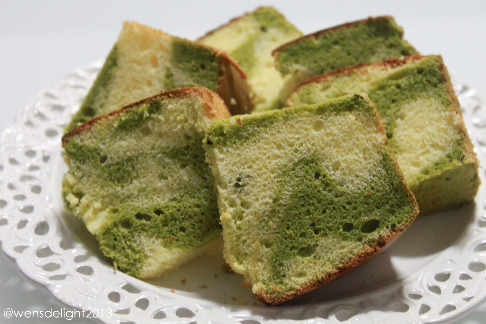 Wen's Delight Matcha Cream Cheese Marble Chiffon Cake