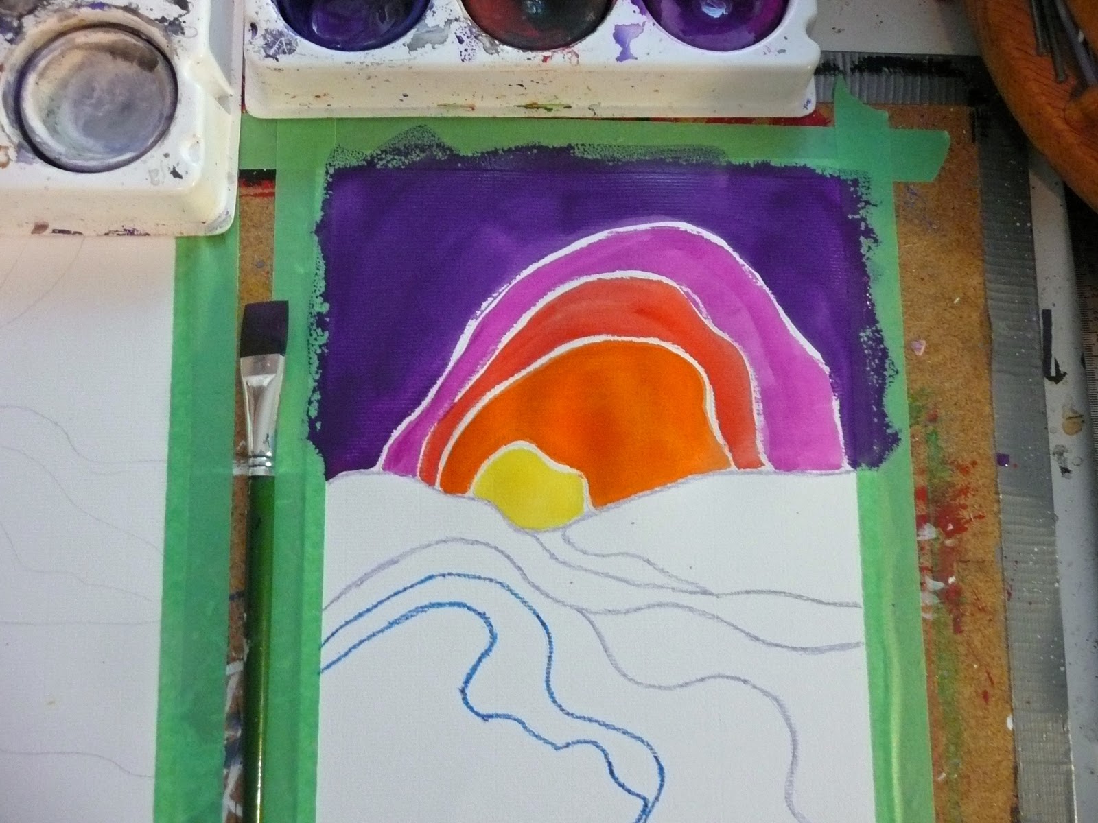 that artist woman painting in the style of ted harrison