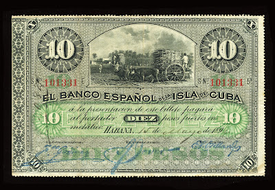 Cuba old money currency 10 Cuban Pesos Banknote paper money