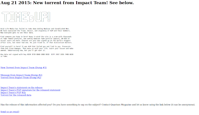 Impact Teams .onion site on Tor where the data can be downloaded