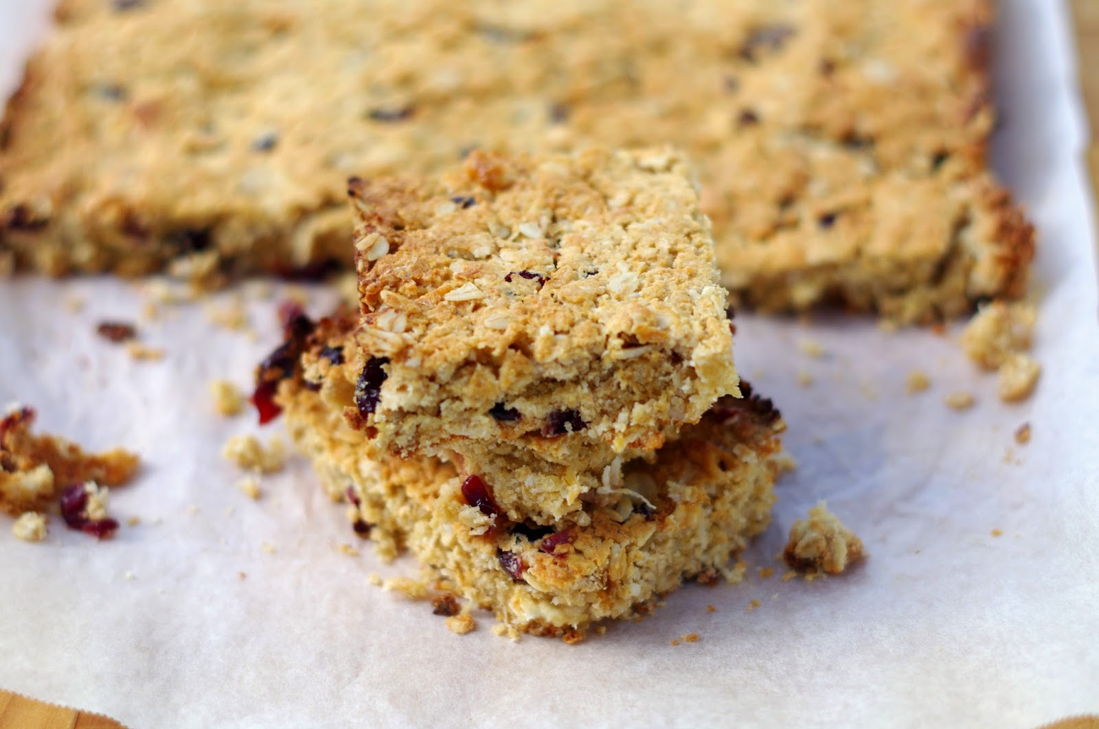 Cranberry and white chocolate oat slice