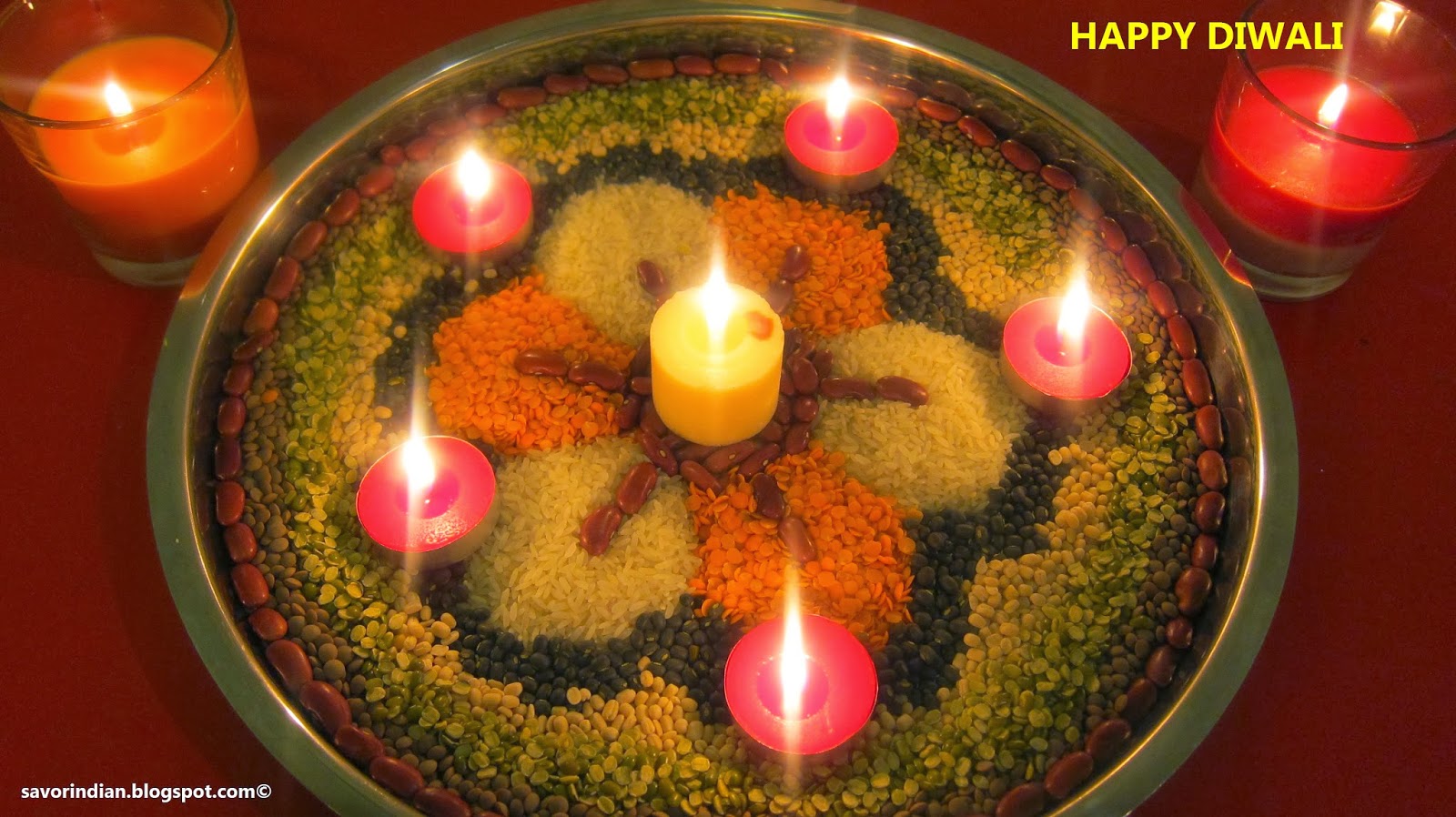 Diwali Rangoli with Lentlis and Rice Easy Indian Recipes