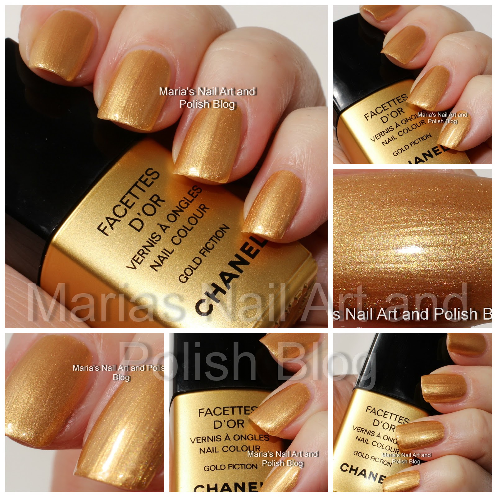 Marias Nail Art and Polish Blog: Chanel Gold Fiction swatches (Facettes  D'Or Gold Fiction), Gold Rush collection - comparisons