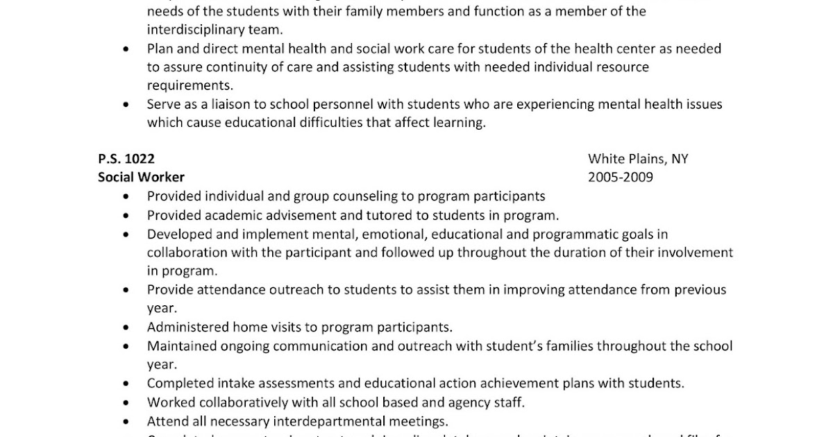social worker resume