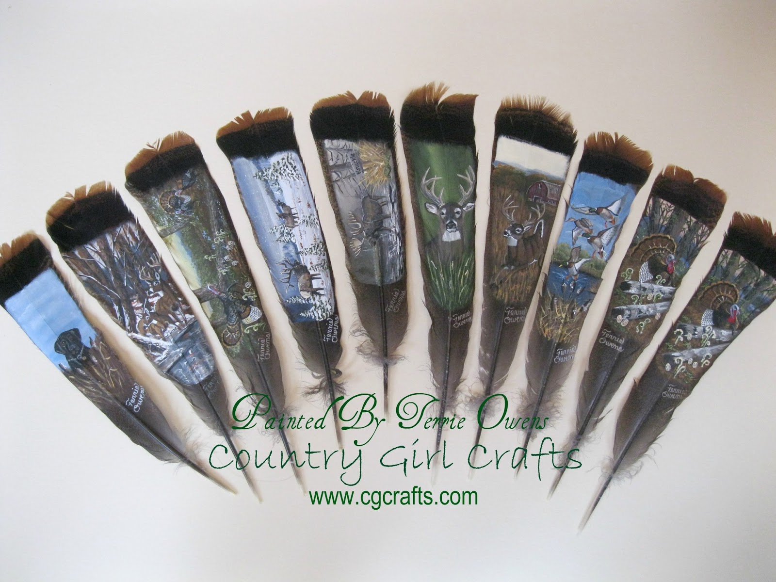 Country Girl Crafts Hand Painted Turkey Feathers