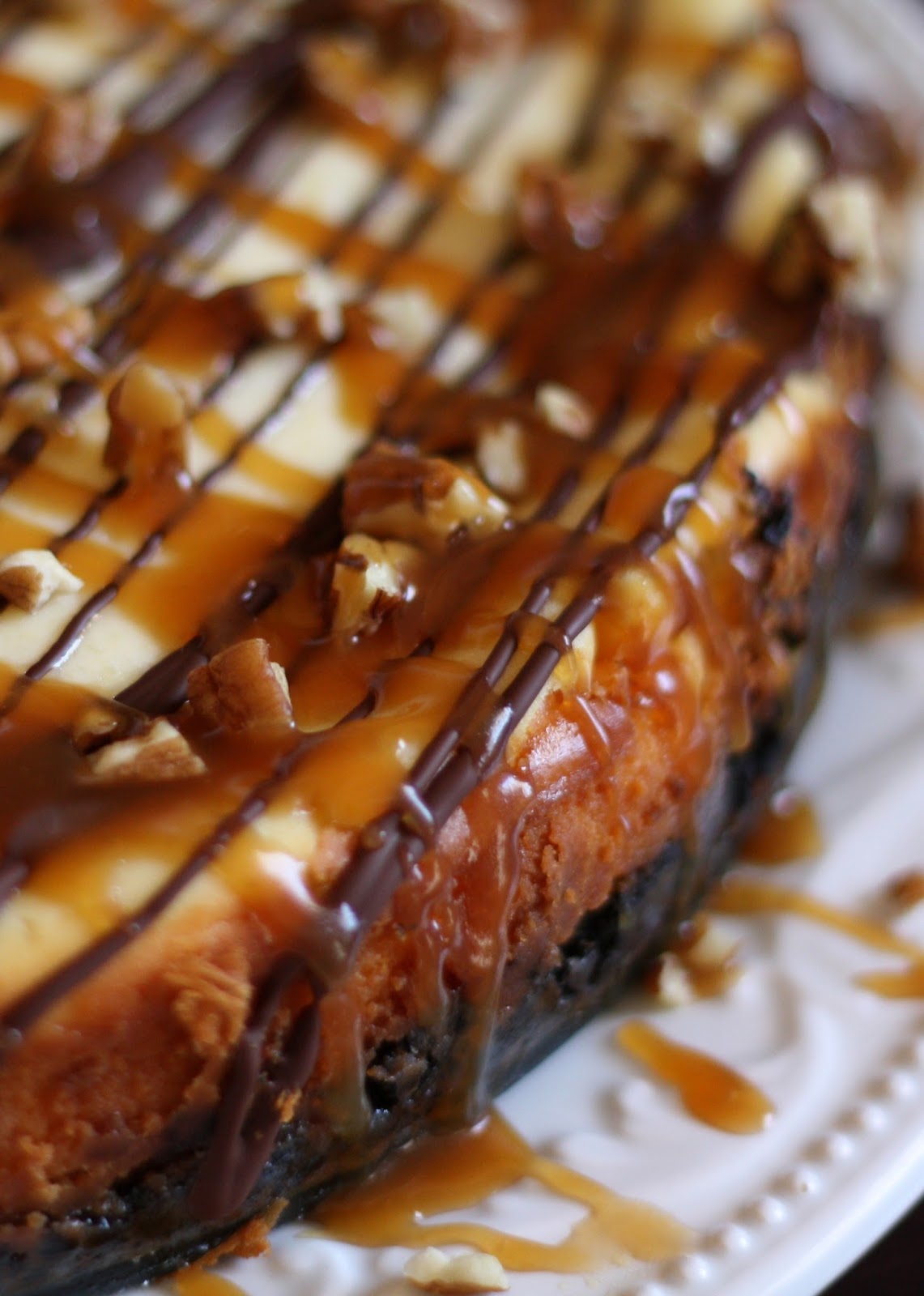 Barefeet In The Kitchen Turtle Cheesecake with Caramel, Chocolate and