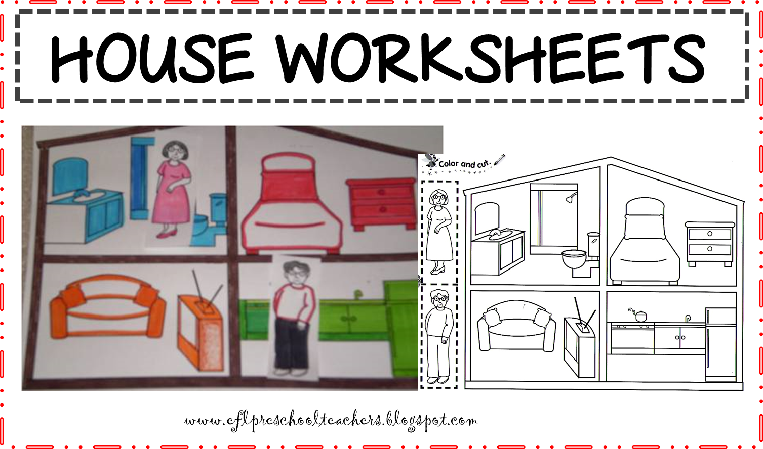 814 New preschool worksheet parts of the house 106 also let a student say the color for the furniture 