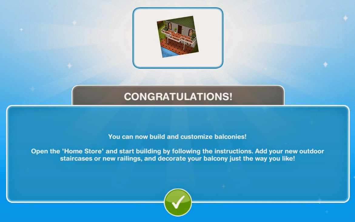 Sims Freeplay Quests and Tips Discovery Quest DIY Homes LoveyDovey Balcony