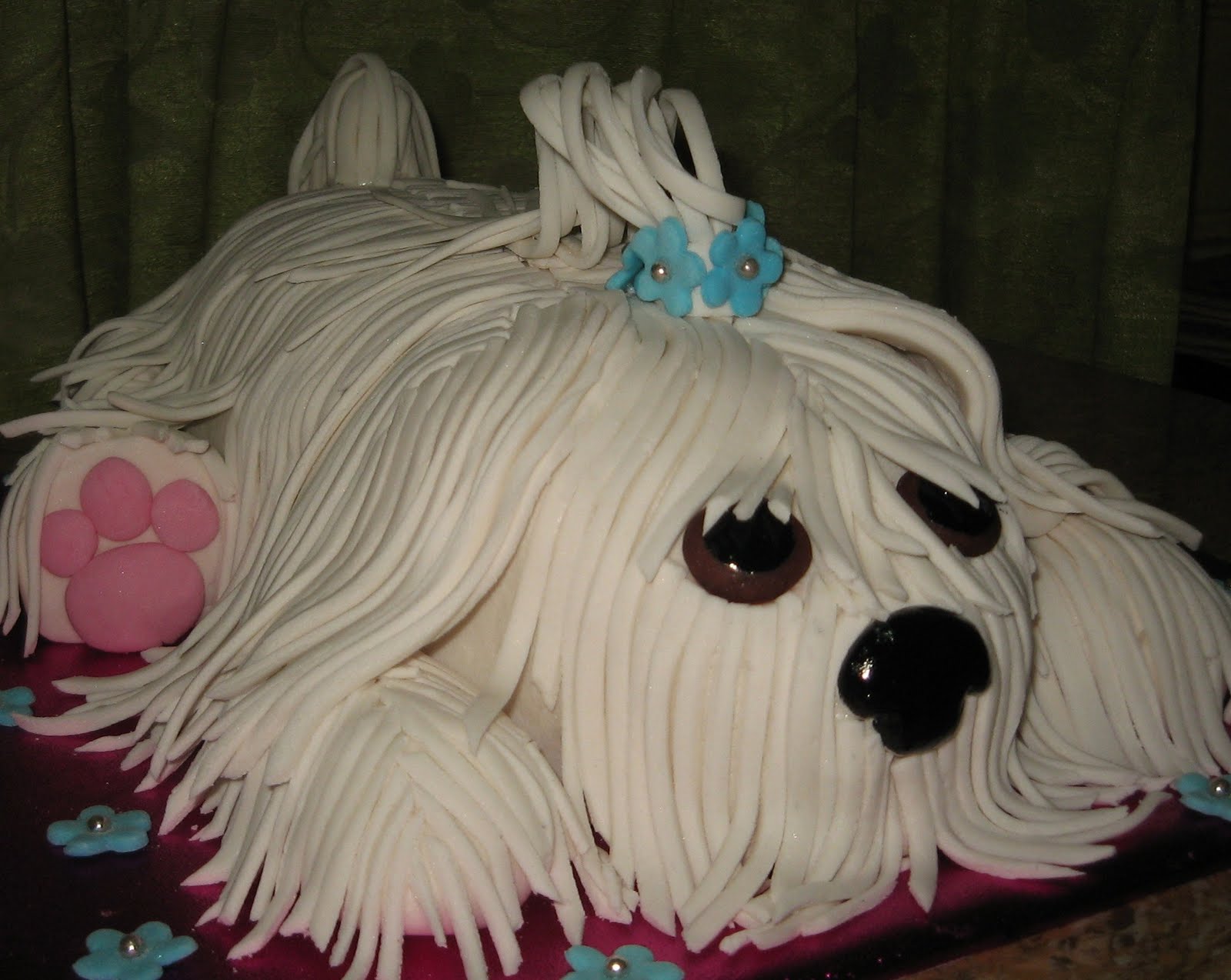 white dog cake