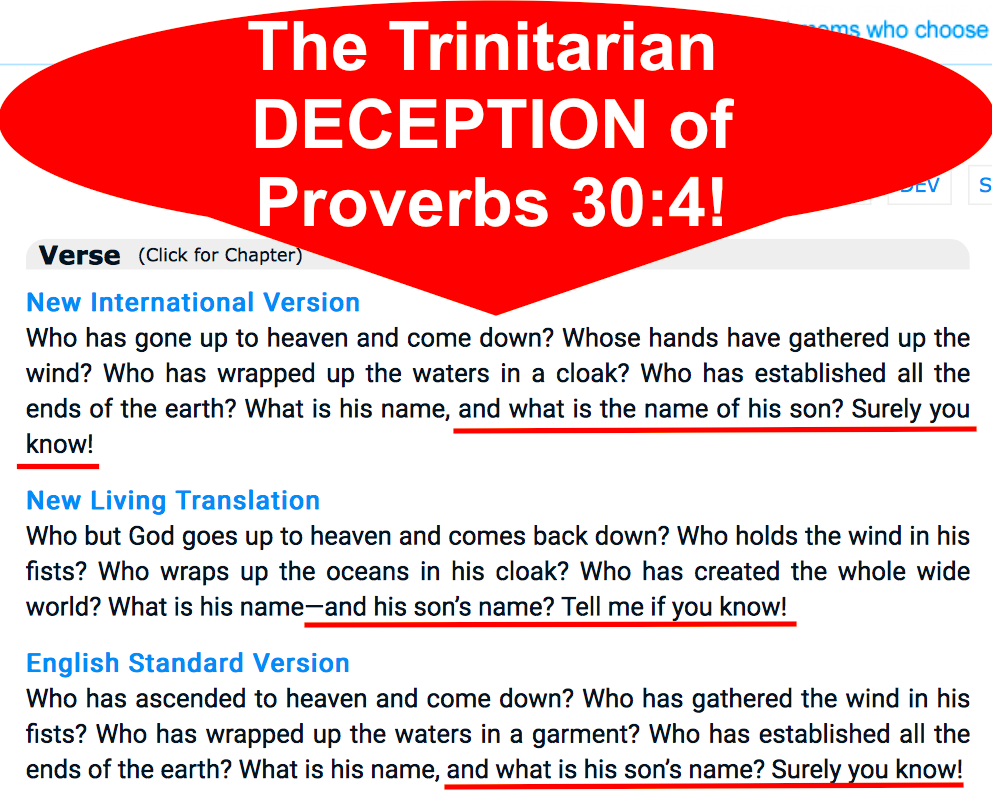 The Trinitarian DECEPTION of Proverbs 30:4!