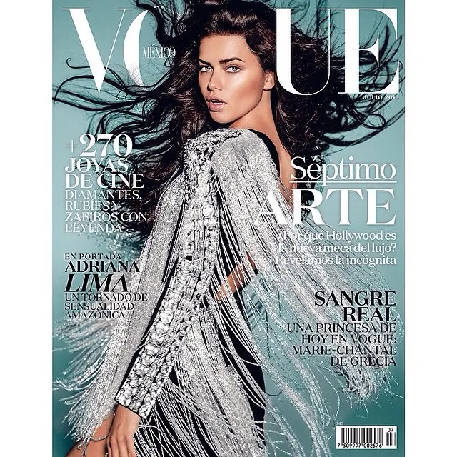 Adriana Lima in Balmain for the Vogue Mexico July 2015 Cover