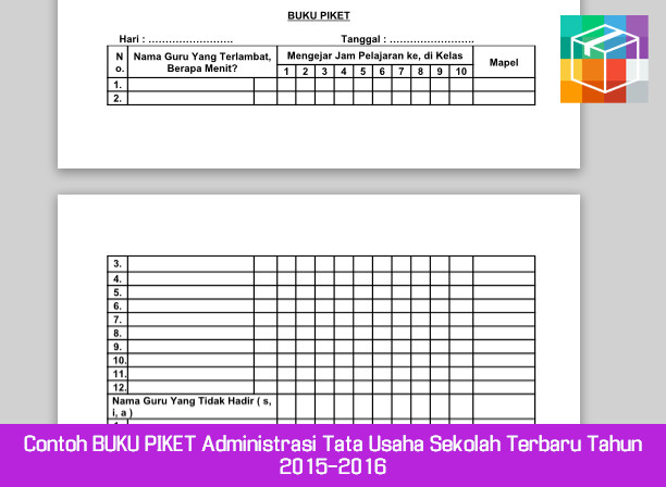 Contoh Buku Piket Administrasi Tata Usaha Sekolah Terbaru Tahun 2015
