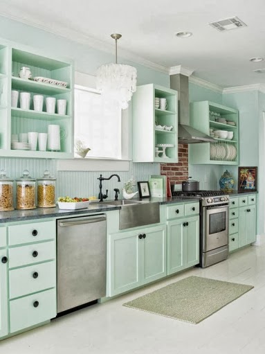 Cocinas color verde en estilo clásico - Colores en Casa