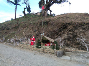 Christmas crib and Santa Claus in Longwa village of Nagaland.