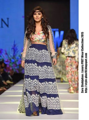 Floral Crop Top With Lehenga By Zara Shahjahan lehenga-floral-crop-top-zara-shahajahan-luxury-pret-2015