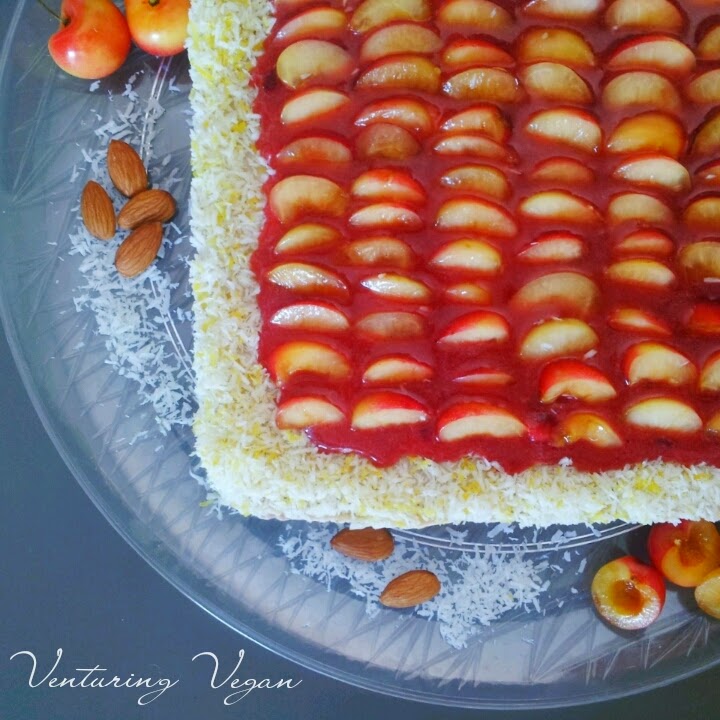 venturing vegan summer sunrise cake