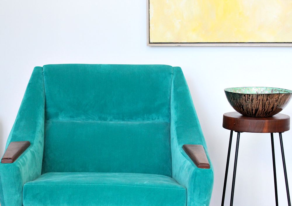 Teal velvet MCM chair Teal velvet MCM chair