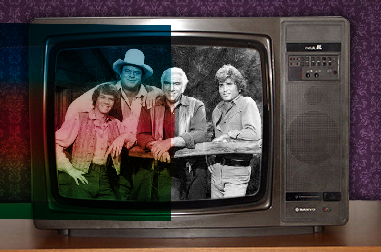 Televisión de blanco y negro en colores mágicos