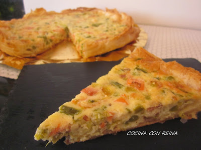 Quiche De Hojaldre Con Salmón Y Espárragos
