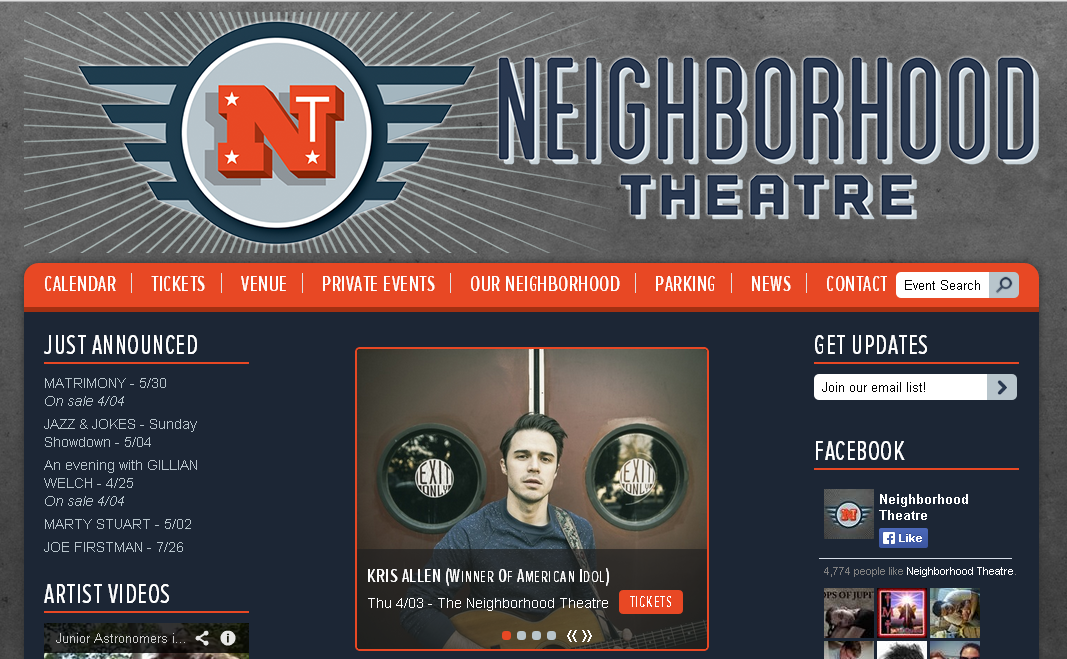 Kris Allen Lists Concert April 3, 2014 The Neighborhood Theatre