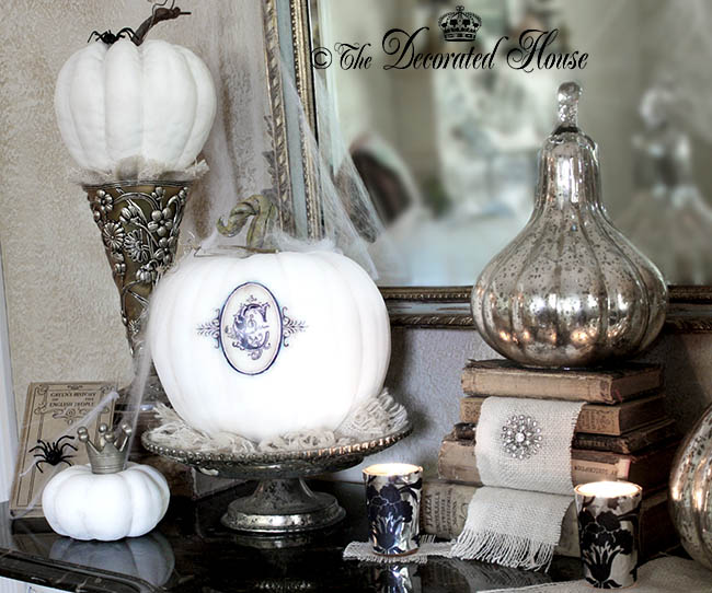 The Decorated House - Monogrammed White Pumpkin, Annie Sloan Chalk Paint