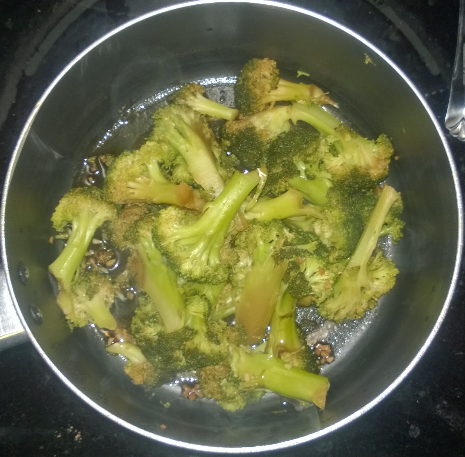 Working Through Naptime Broccoli with Garlic and Soy Sauce