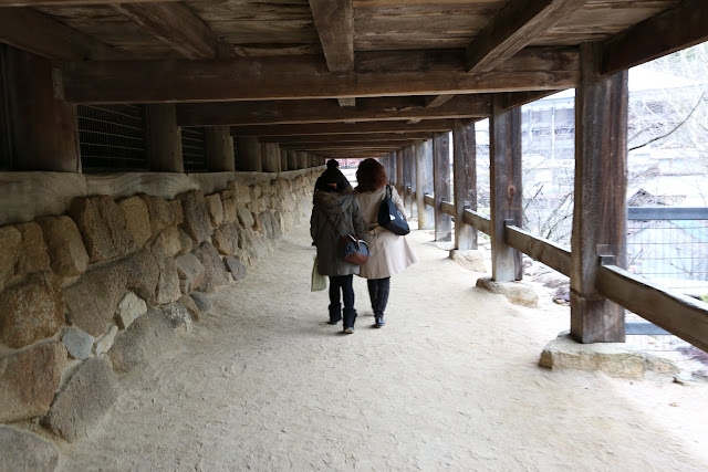 The height of the ceiling at the underneath of Senjokaku Hall is high to enable us to walk comfortably without bending our heads at Miyajima Island in Japan The height of the ceiling at the underneath of Senjokaku Hall is high to enable us to walk comfortably without bending our heads at Miyajima Island in Japan