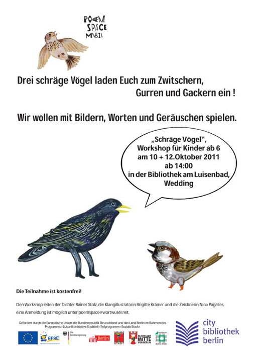 Poem Space Mobil Schrage Vogel 2011