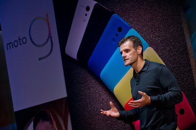 Dennis Woodside, CEO of Motorola Mobility, speaks while introducing the company's new low cost smartphone "Motorola Moto G", in Sao Paulo, Brazil on November 13, 2013. The smartphone, with dimensions 65.9mm W x 129.9mm H x 6.0 - 11.6mm D is equipped with a Qualcomm Snapdragon 400 with quad-core 1,2 GHz CPU, a 4.5-inch display and Android Operating System 4.3 and suggested price of $ 179 USD