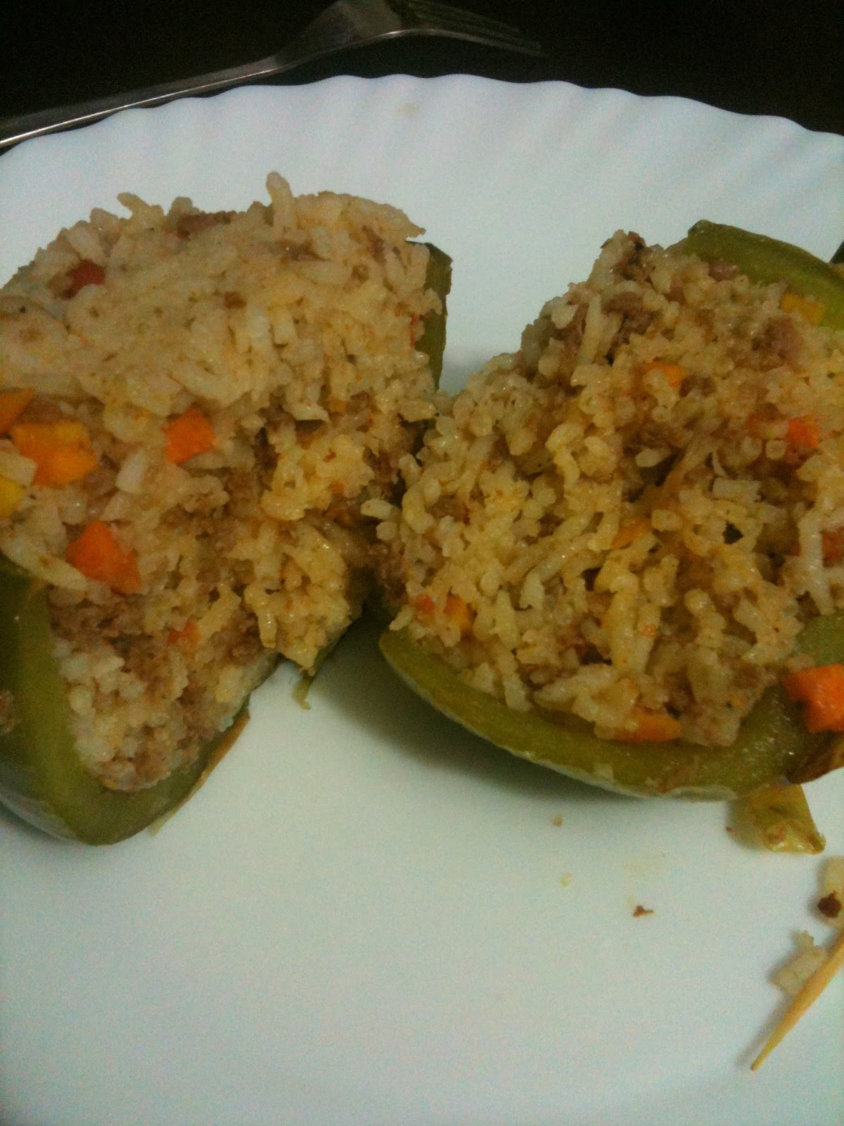 My Passion For Cooking Baked Capsicum Stuffed With Mince Fried Rice