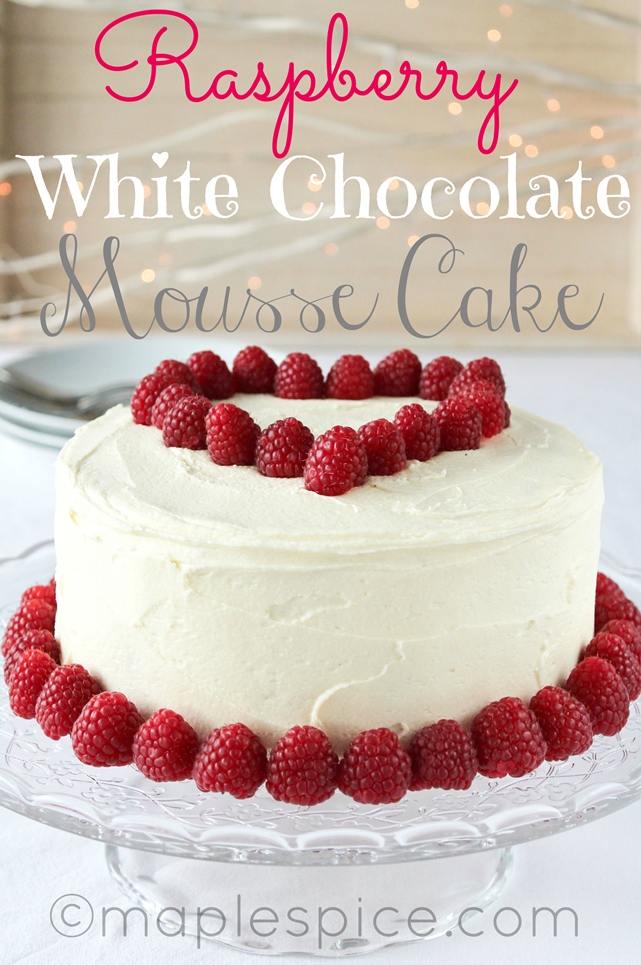 VEGAN Raspberry White Chocolate Mousse Cake.